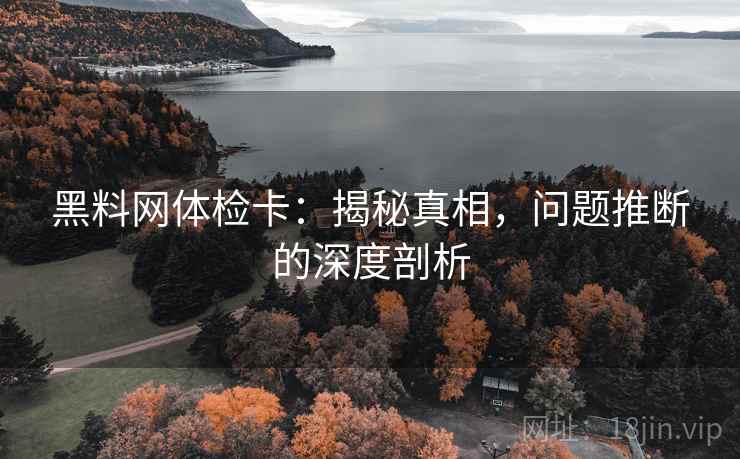 黑料网体检卡：揭秘真相，问题推断的深度剖析