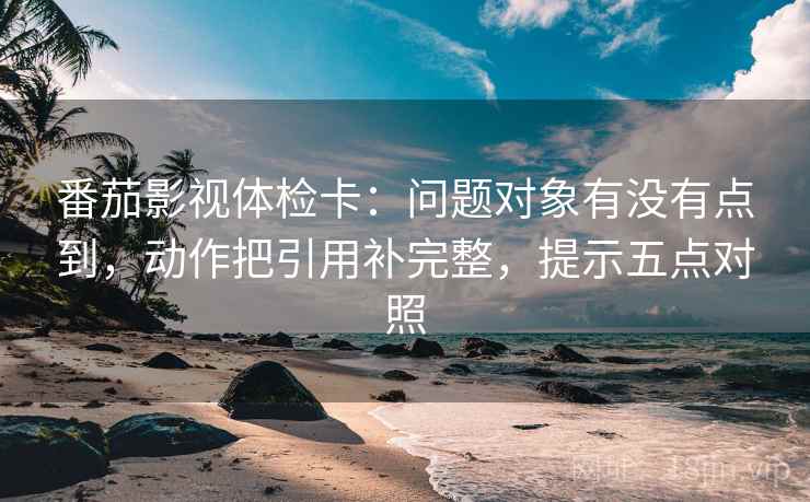 番茄影视体检卡:问题对象有没有点到,动作把引用补完整,提示五点对照 番茄影视体检卡:问题对象有没有点到,动作把引用补完整,提示五点对照